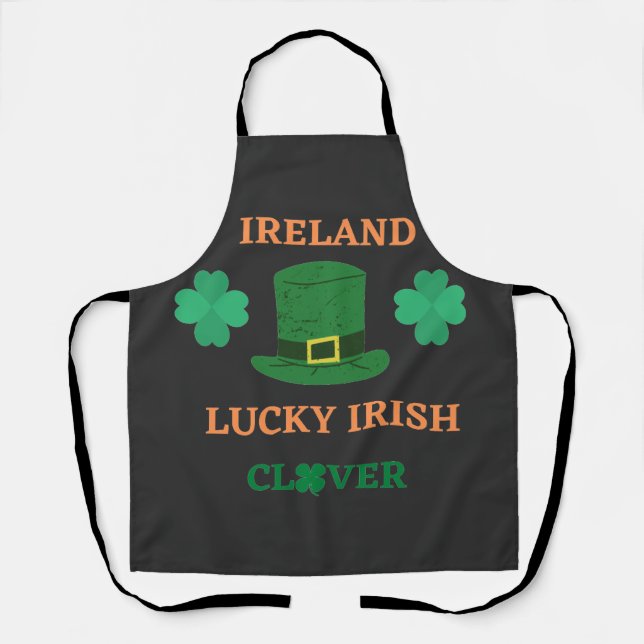 Lucky Irish clover Ireland T-Shirt Apron (Front)