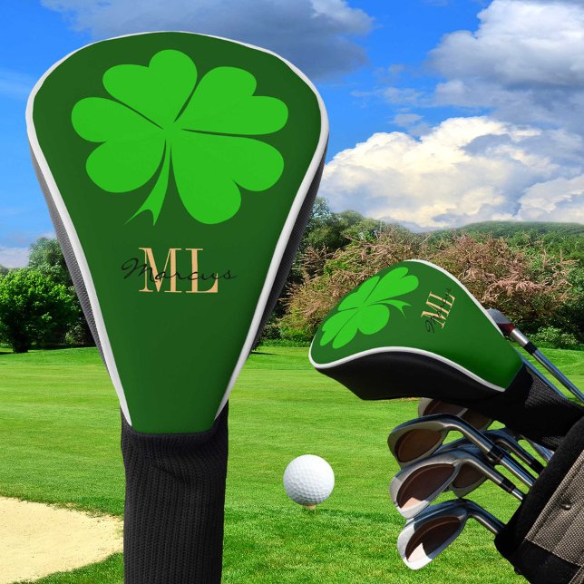 Lucky Irish Clover & Shamrock Golf monogrammed Head Cover (Creator Uploaded)