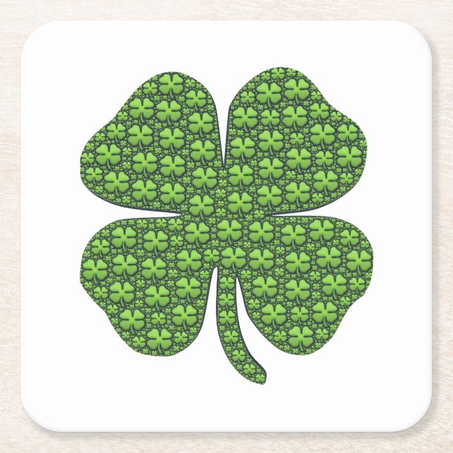 Lucky Irish Clover Square Paper Coaster (Front)
