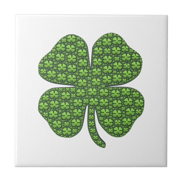 Lucky Irish Clover White Tile (Front)