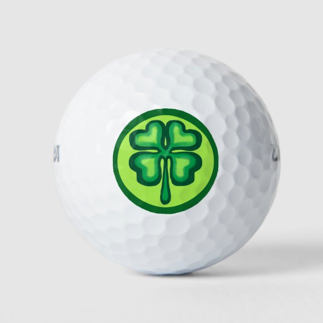 Lucky Irish four leaf clover shamrocks Golf Balls (Front)