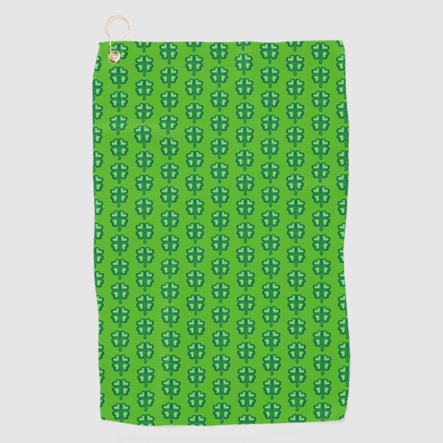 Lucky Irish four leaf clover shamrocks Golf Towel (Front)