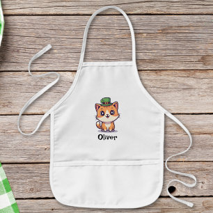 Lucky Irish Ginger Cat Kids Apron