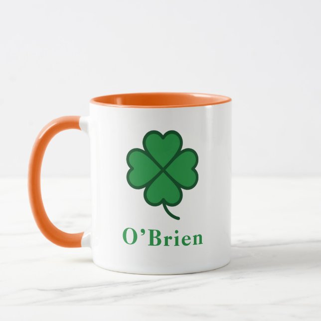 Lucky Irish Green Clover Personalized Coffee Mug (Left)