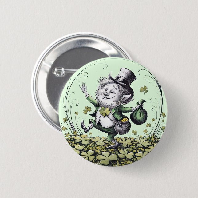 Lucky Irish Leprechaun 6 Cm Round Badge (Front & Back)