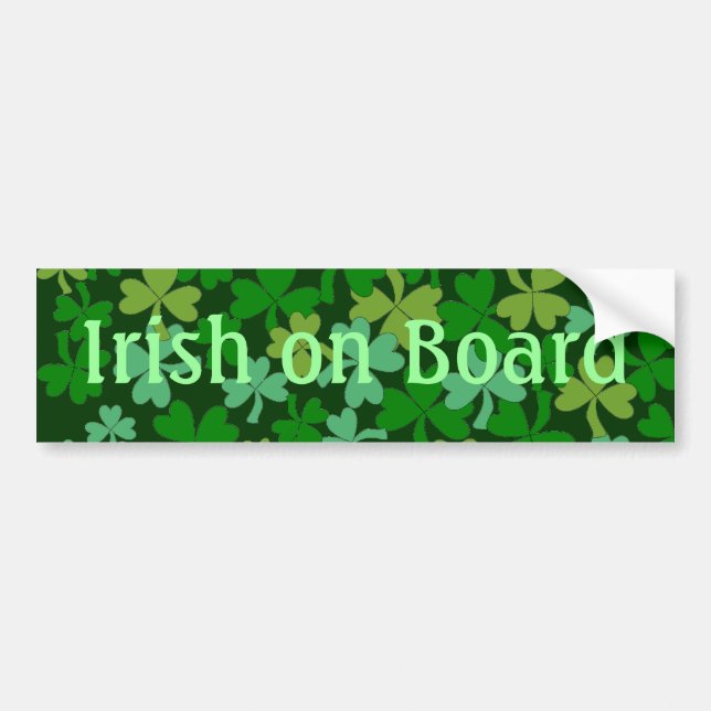 Lucky Irish on Board Green Shamrocks Custom Bumper Sticker (Front)