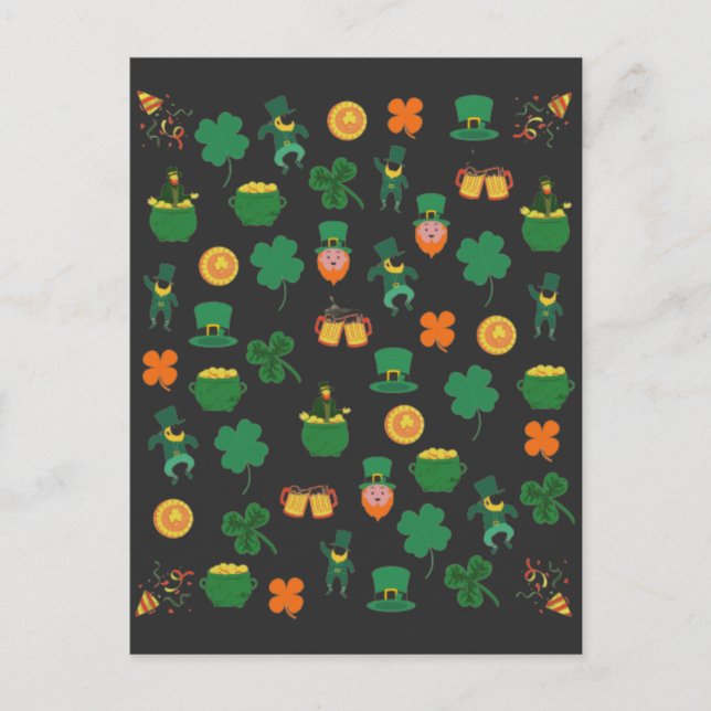 Lucky Irish pattern symbols, saint patrick's day Postcard (Front)