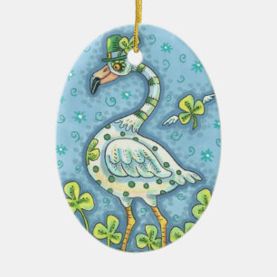 LUCKY IRISH POLKA DOT FLAMINGO ORNAMENT Dated 2019