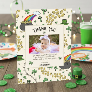 Lucky Irish Rainbow Clover & Hearts Birthday Thank You Card