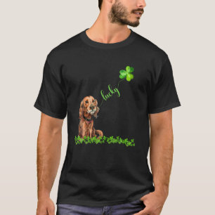 Lucky Irish Setter Dog Shamrock St Patrick's Day T-Shirt