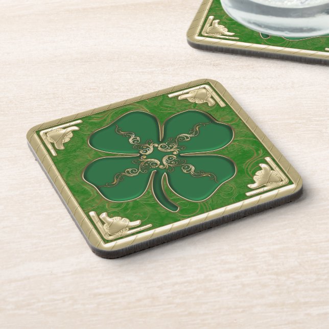 Lucky Irish Shamrock Coaster Set (Left Side)