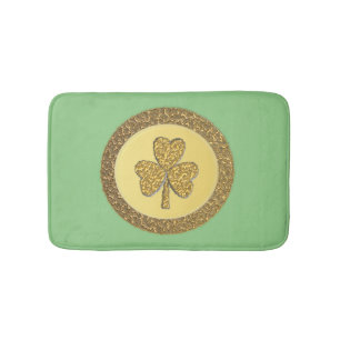Lucky Irish Shamrock Gold Coin Bath Mat