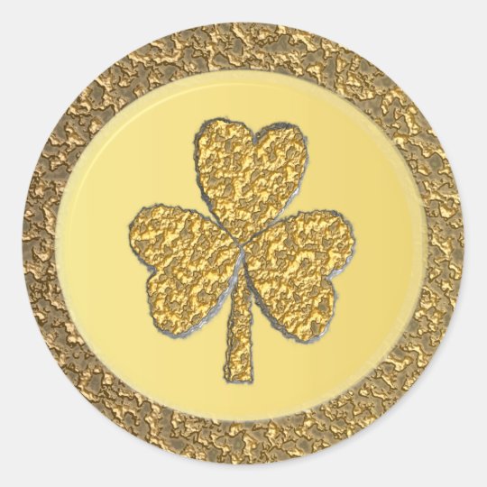 Lucky Irish Shamrock Gold Coin Classic Round Sticker | Zazzle.co.uk