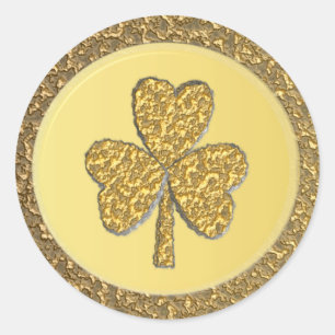 Lucky Irish Shamrock Gold Coin Classic Round Sticker