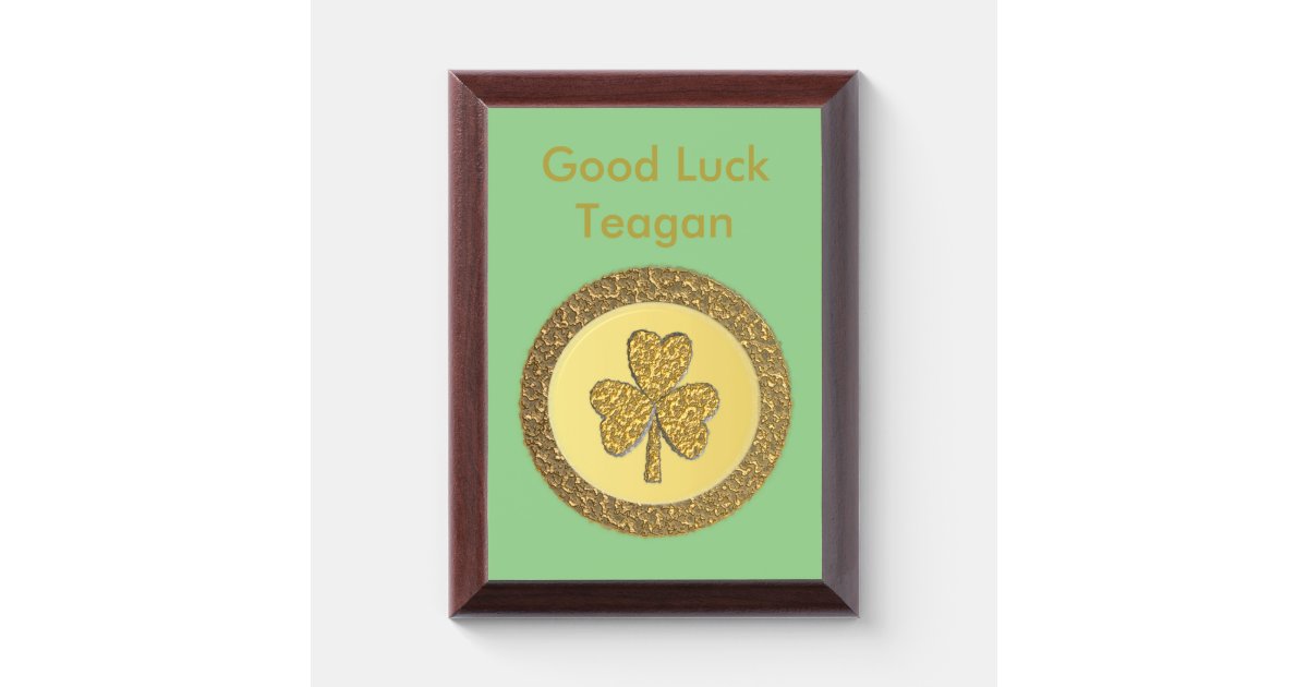 Lucky Irish Shamrock Gold Coin Custom Award Plaque | Zazzle.co.uk