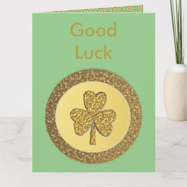 Lucky Irish Shamrock Gold Coin Custom Card (Front)