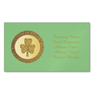 Lucky Irish Shamrock Gold Coin Custom Magnetic Business Card