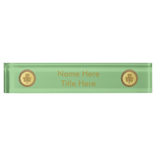 Lucky Irish Shamrock Gold Coin Custom Nameplate (Front)