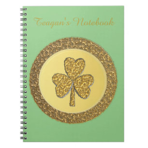 Lucky Irish Shamrock Gold Coin Custom Notebook