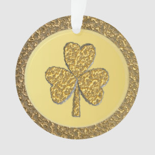 Lucky Irish Shamrock Gold Coin Custom Ornament