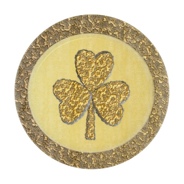Lucky Irish Shamrock Gold Coin Cutting Board (Front)