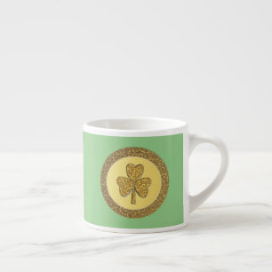 Lucky Irish Shamrock Gold Coin Espresso Cup