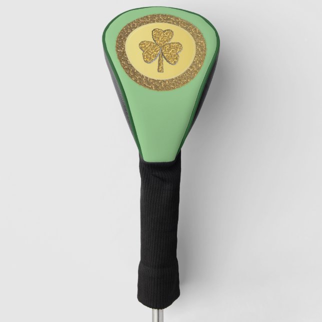 Lucky Irish Shamrock Gold Coin Golf Head Cover (Front)