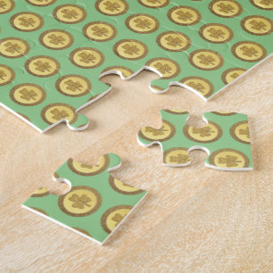 Lucky Irish Shamrock Gold Coin Jigsaw Puzzle