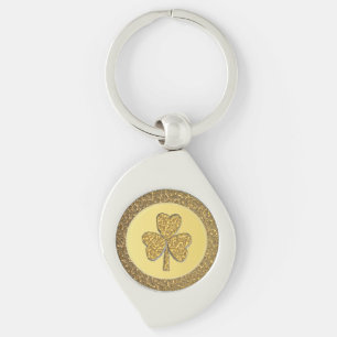 Lucky Irish Shamrock Gold Coin Key Ring