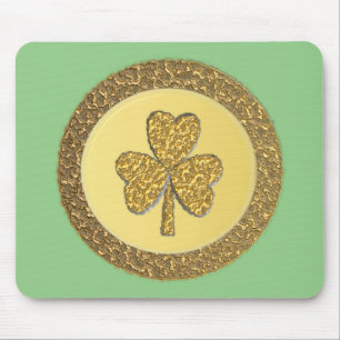 Lucky Irish Shamrock Gold Coin Mouse Mat