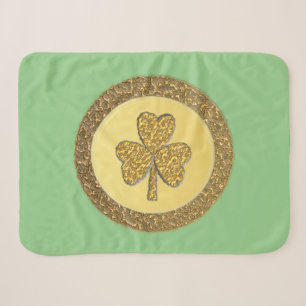 Lucky Irish Shamrock Gold Coin Sherpa Blanket