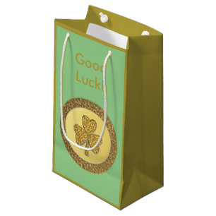 Lucky Irish Shamrock Gold Coin Small Gift Bag