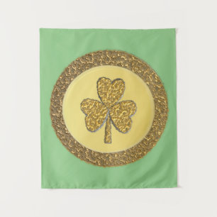 Lucky Irish Shamrock Gold Coin Tapestry