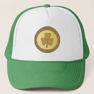 Lucky Irish Shamrock Gold Coin Trucker Hat