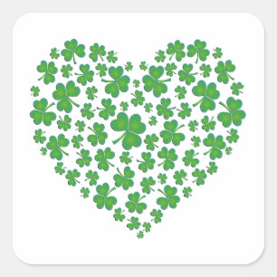 Lucky Irish Shamrock Heart Square Sticker
