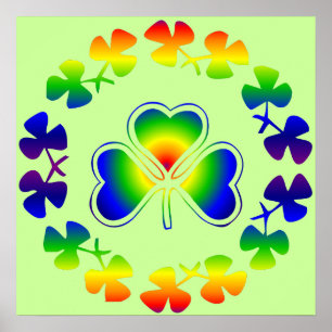 Lucky Irish Shamrock Rainbow Poster