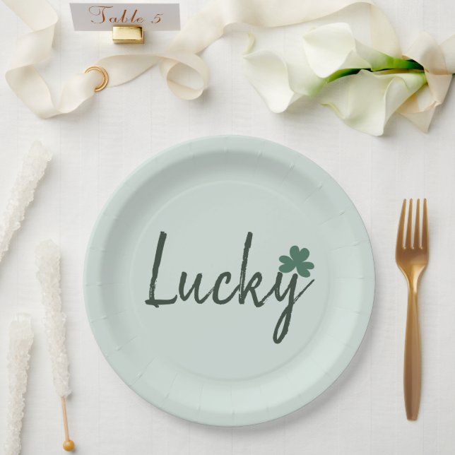Lucky Irish Shamrock St Patricks Day    Paper Plate (Wedding)
