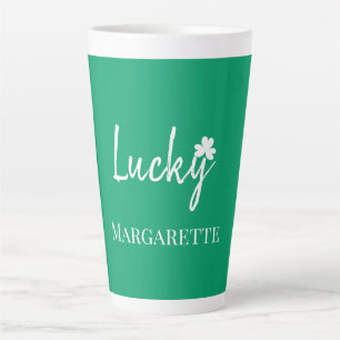 Lucky Irish Shamrock St Patricks Day Personalise Latte Mug