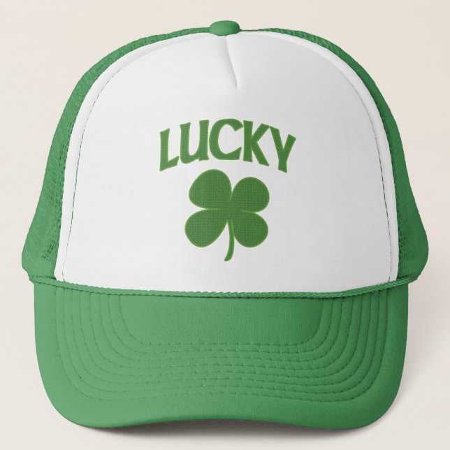 Lucky Irish Shamrock Trucker Hat (Front)