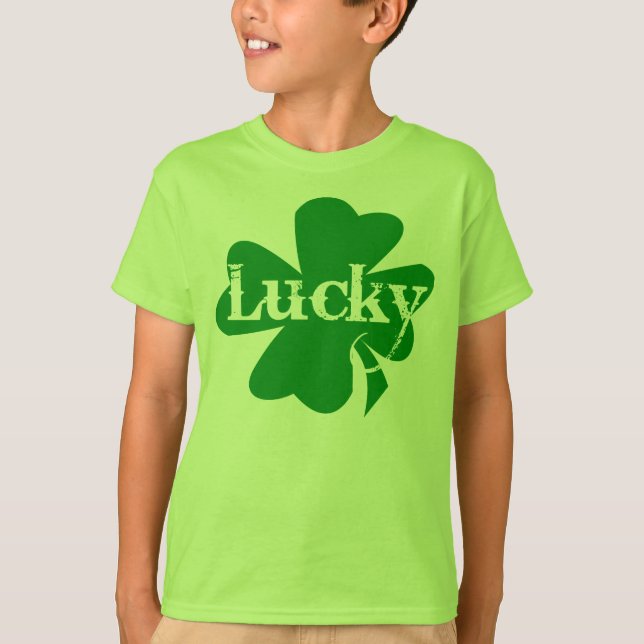 Lucky Irish St. Patricks Day Green Shamrock T-Shirt (Front)