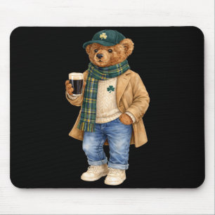 Lucky irish teddy bear st patricks day mouse mat