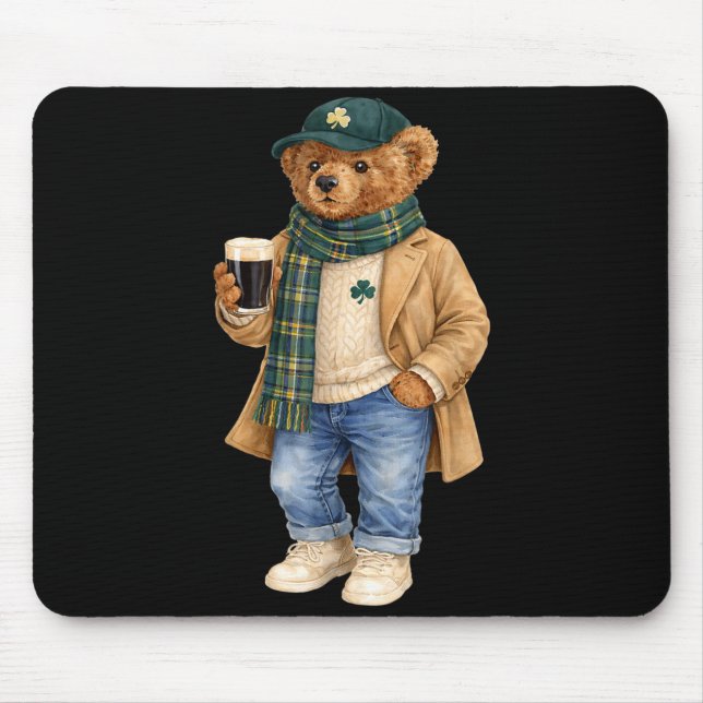 Lucky irish teddy bear st patricks day  mouse mat (Front)