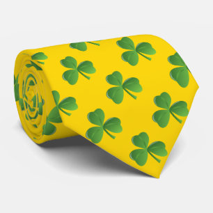 Lucky Irish Three Leaf Shamrock Gold Colour Tie
