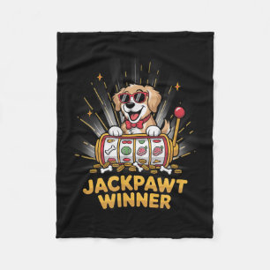 Lucky Jackpawt Winner Gambling Casino Dog Plays Sl Fleece Blanket