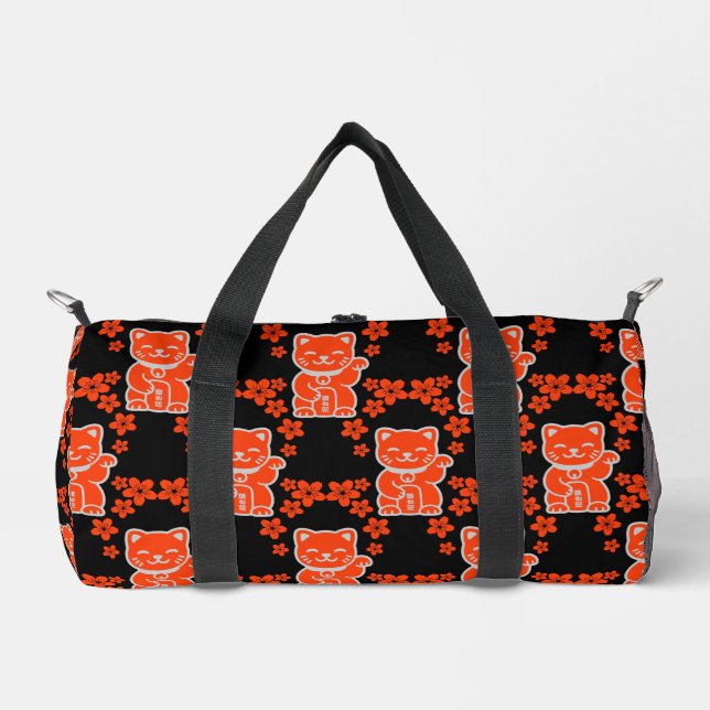 Lucky Japanese Maneki-neko Duffle Bag (Front)