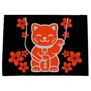 Lucky Japanese Maneki-neko Large Gift Bag