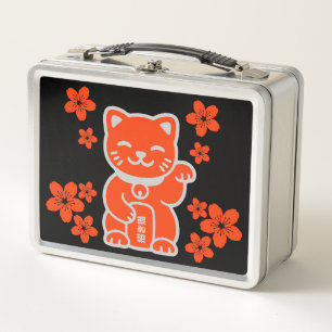 Lucky Japanese Maneki-neko Metal Lunch Box
