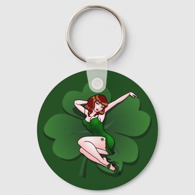Lucky Keychain 4 Leaf Clover Key Chain Lucky Gifts (Front)