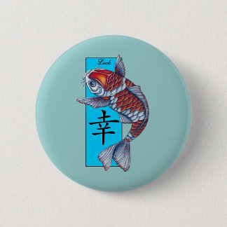 Lucky Kohaku Koi Fish 6 Cm Round Badge