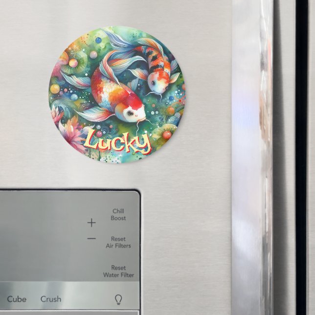 Lucky Koi Fish Whimsical Watercolor Personalised Magnet (In Situ (Fridge))